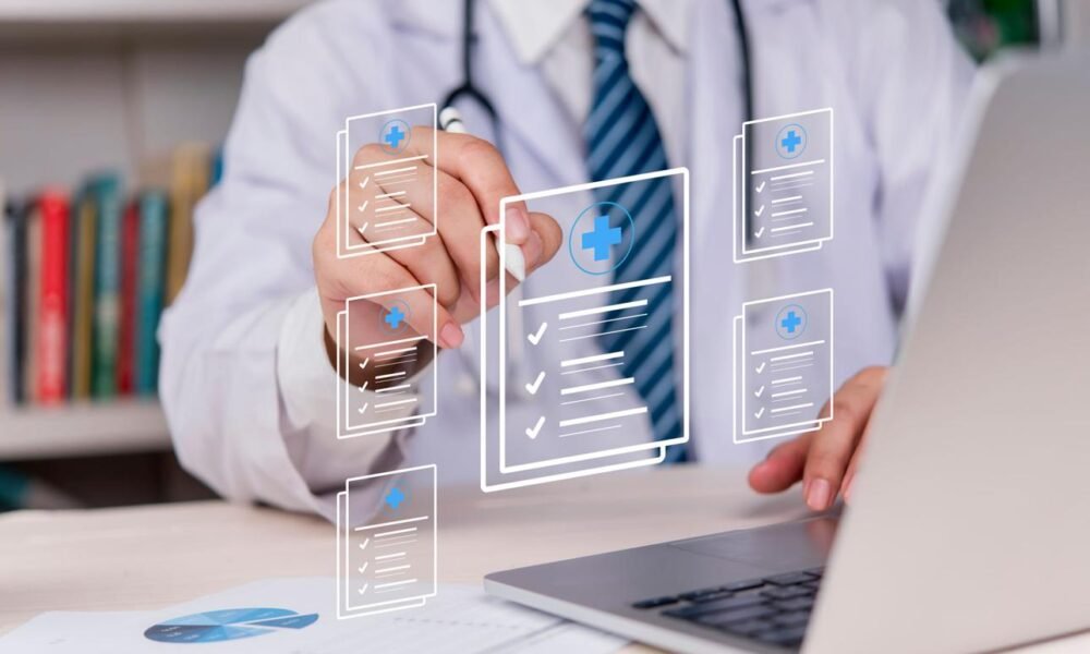 AI healthcare technology doctor digital screen diagnosis hospital