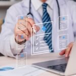 AI healthcare technology doctor digital screen diagnosis hospital