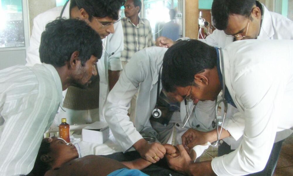 Hospital ward and healthcare infrastructure inside an Indian medical facility.
