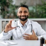 Doctor conducting an online consultation using digital healthcare technology in India.