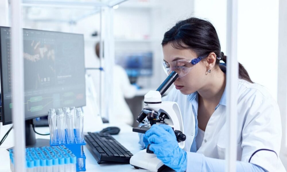 Scientists and healthcare professionals conducting laboratory testing and antimicrobial research.