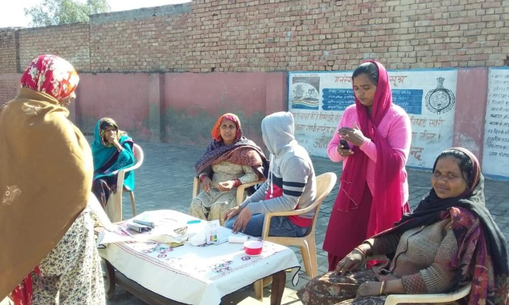 Healthcare workers conducting disease screening and community health outreach activities.