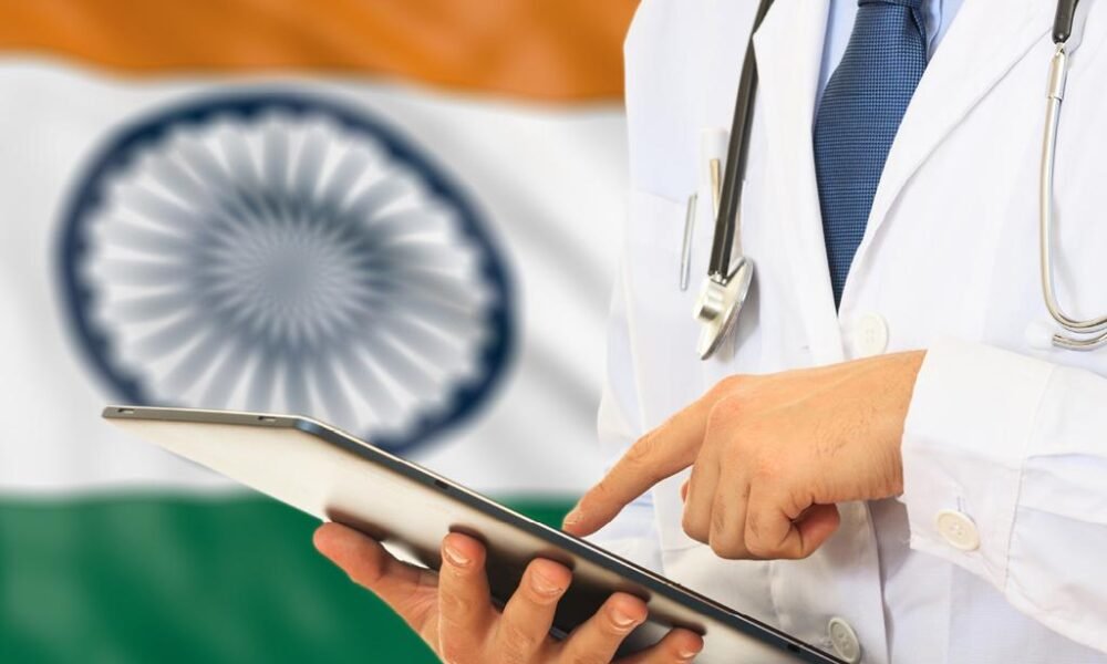 Doctor using digital health technology and digital patient records.