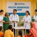 Healthcare workers conducting tuberculosis screening and public health awareness activities.