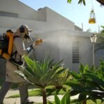 Health workers conducting dengue prevention and surveillance activities.