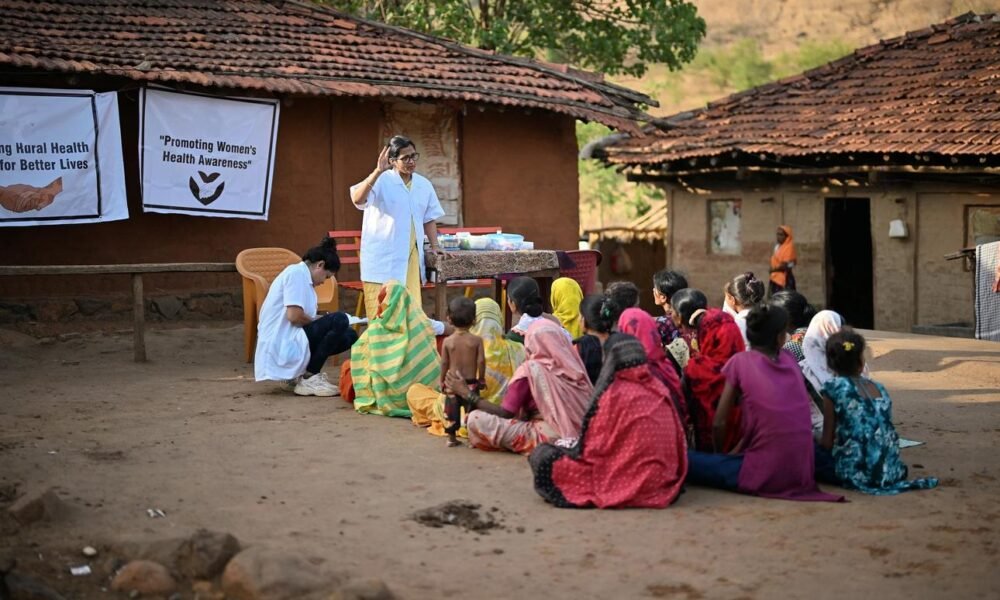 Health workers conducting awareness and disease prevention activities during the monsoon season.