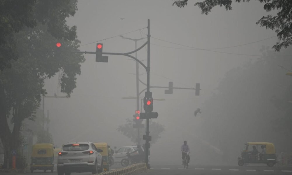 Urban air pollution affecting public health and air quality.