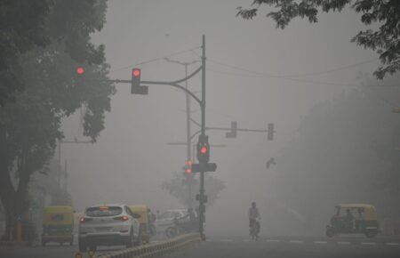 Urban air pollution affecting public health and air quality.