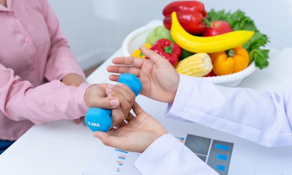 Healthcare professional conducting a preventive health consultation.