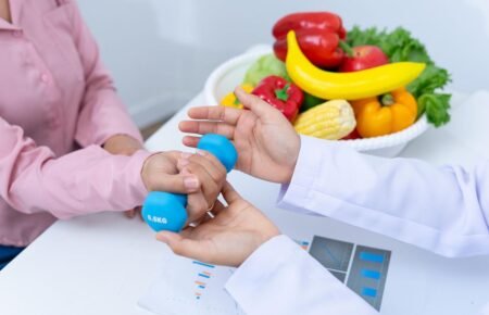 Healthcare professional conducting a preventive health consultation.
