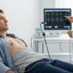 Cardiologists performing an advanced heart rhythm procedure in a cardiac catheterization laboratory.