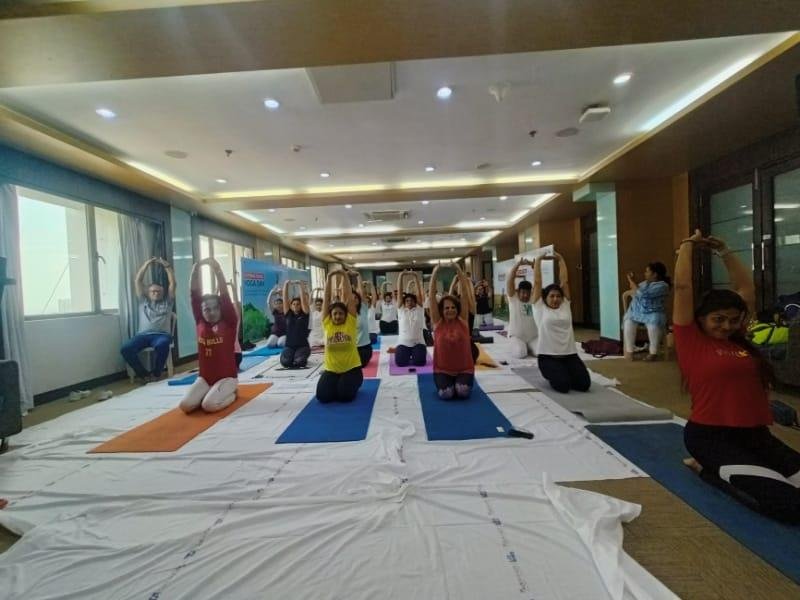 Doctors and healthcare professionals participating in a wellness and leadership programme.