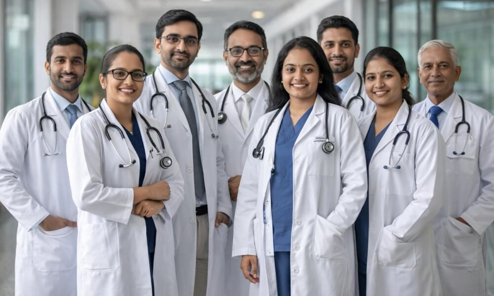 Indian doctors providing healthcare services to patients.