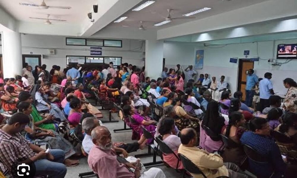 Government doctors outside a public hospital during a protest.