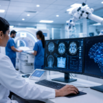 AI-enabled medical technology and diagnostic equipment in a modern Indian healthcare setting