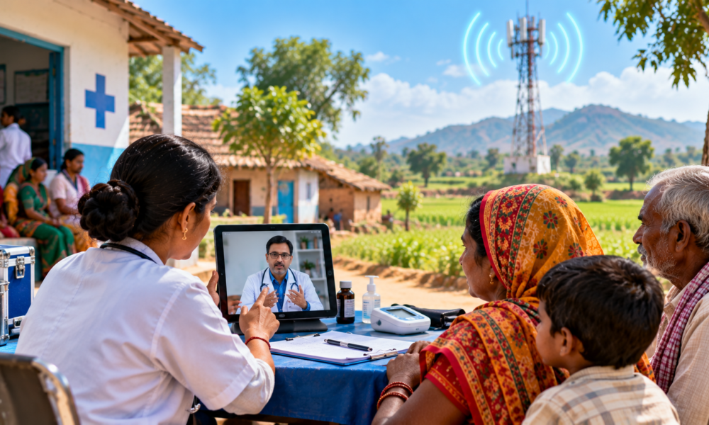 Digital healthcare infrastructure connecting rural Indian patients with doctors
