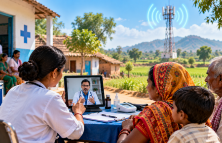 Digital healthcare infrastructure connecting rural Indian patients with doctors