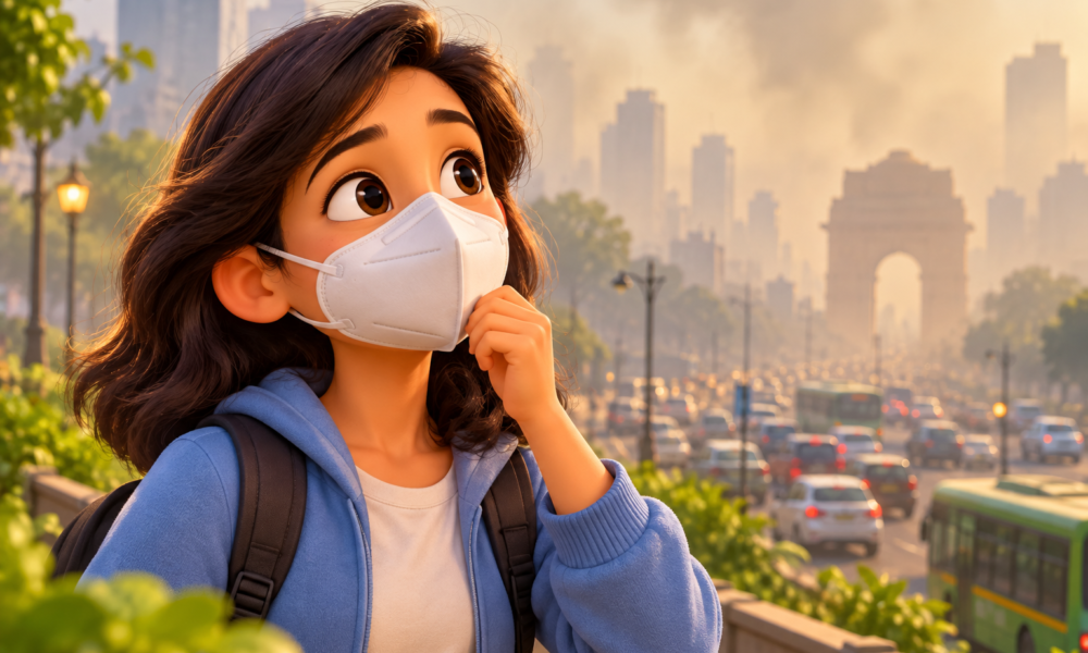 Masked-Commuter-in-a-Smoggy-City.