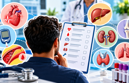 Doctor checking an adult patient's blood pressure